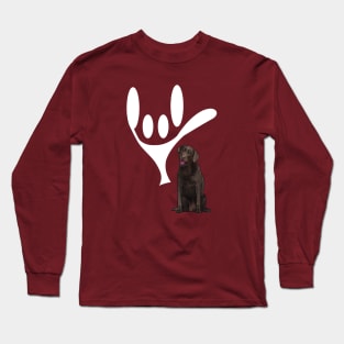 ASL Sign Language Love Chocolate Labrador Retrievers Long Sleeve T-Shirt